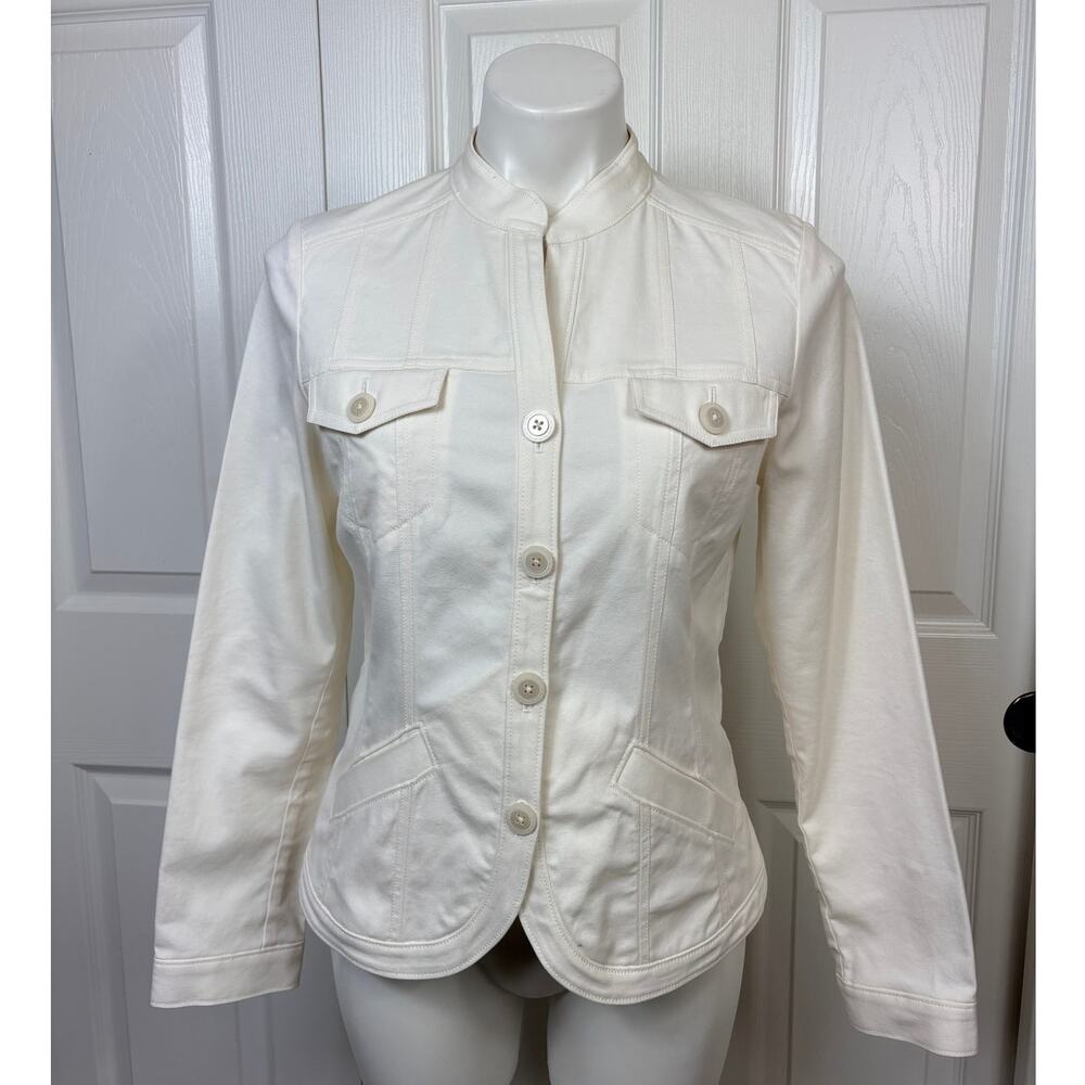 Tommy Bahama Women's Off White Jacket Cotton Silk Blend Size S